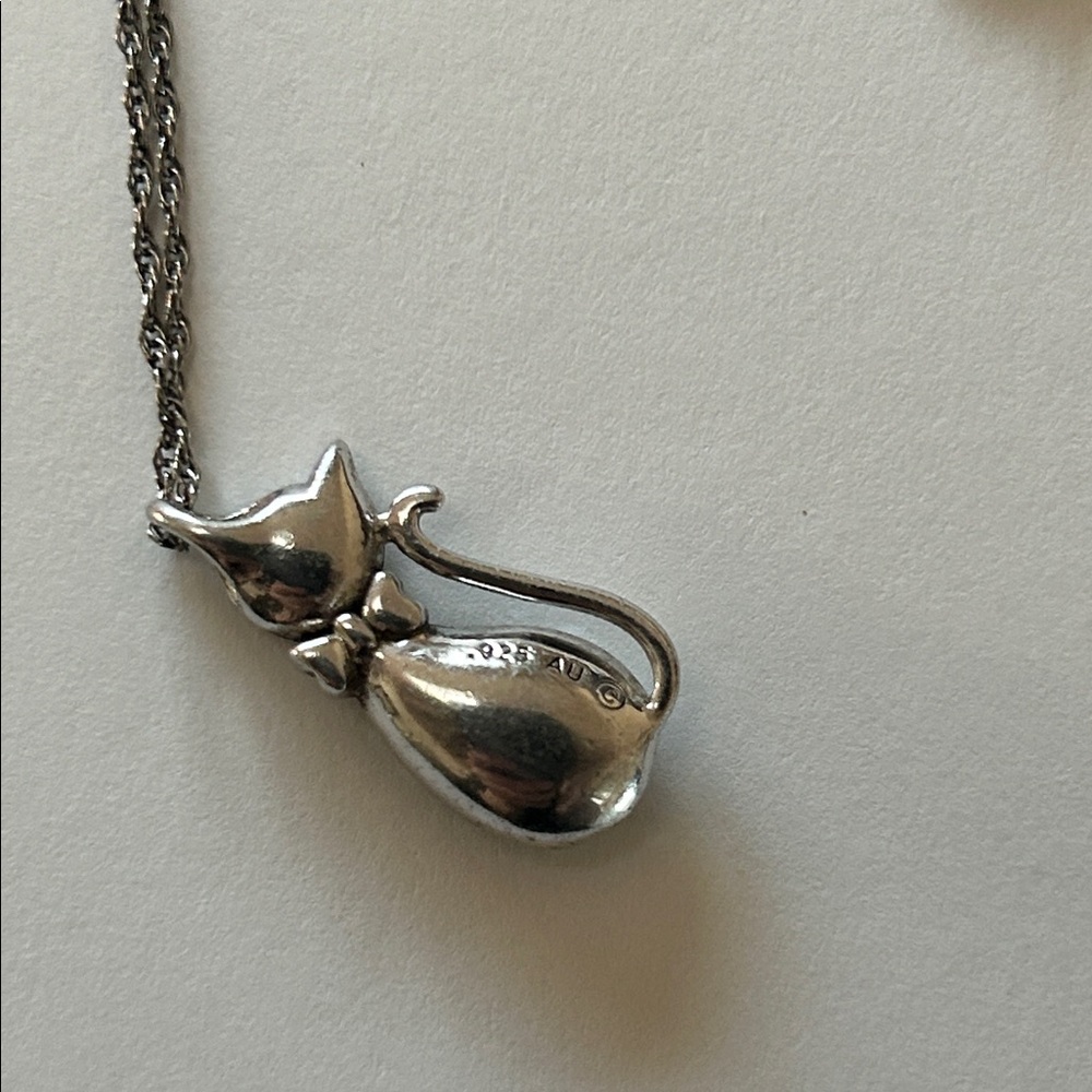 Silver Cat Pendant Necklace - Picture 3 of 3